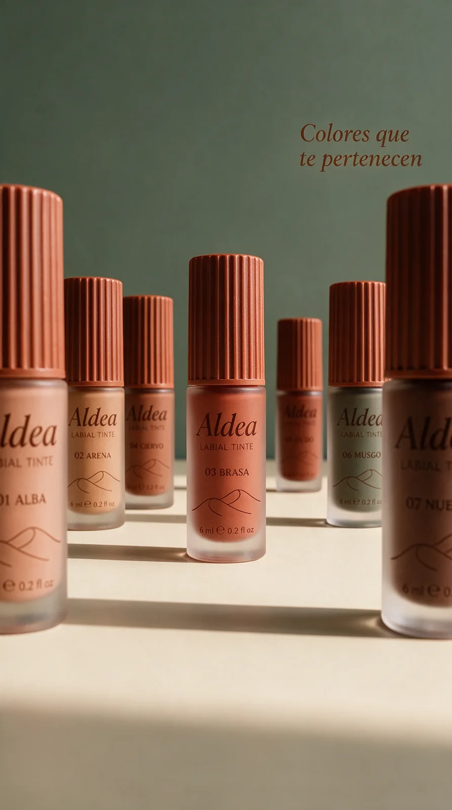 Fila de bases de maquillaje al sol