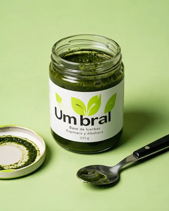 Tarro de pesto con cuchara